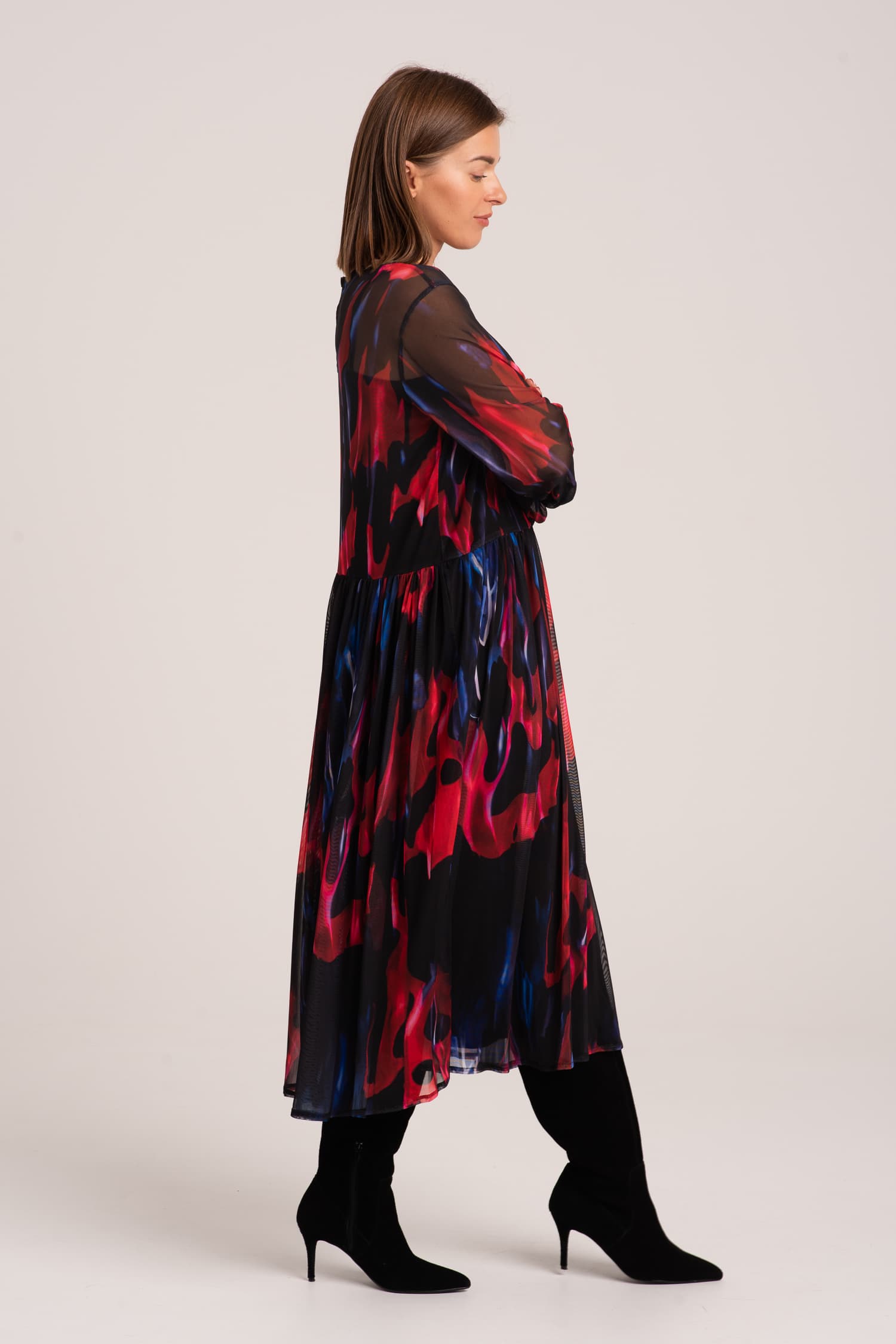 Długa sukienka z meshowej dzianiny Vero — zdjęcie 1