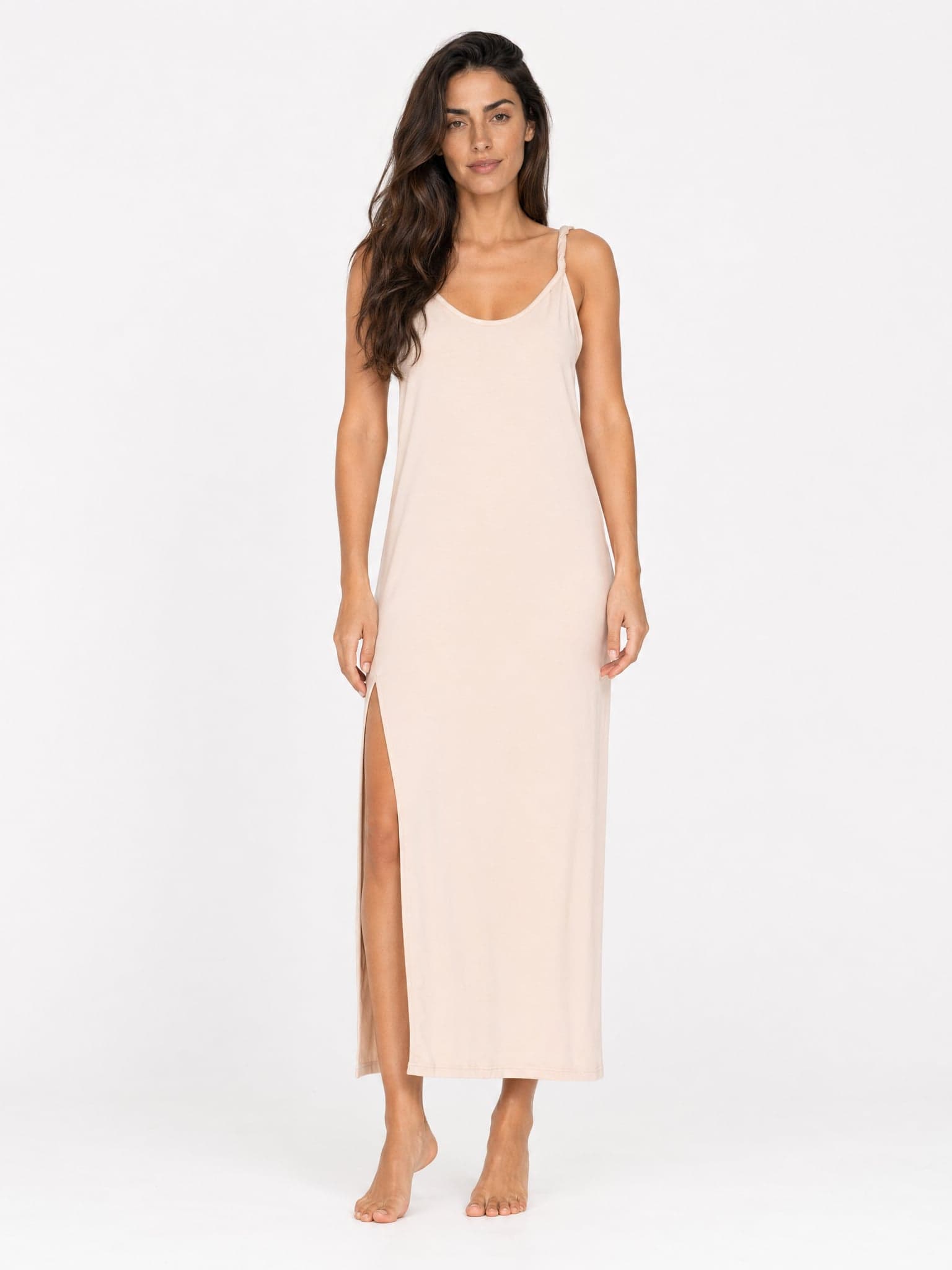 Vestido color crema con tirantes retorcidos SIMPLE — foto 1