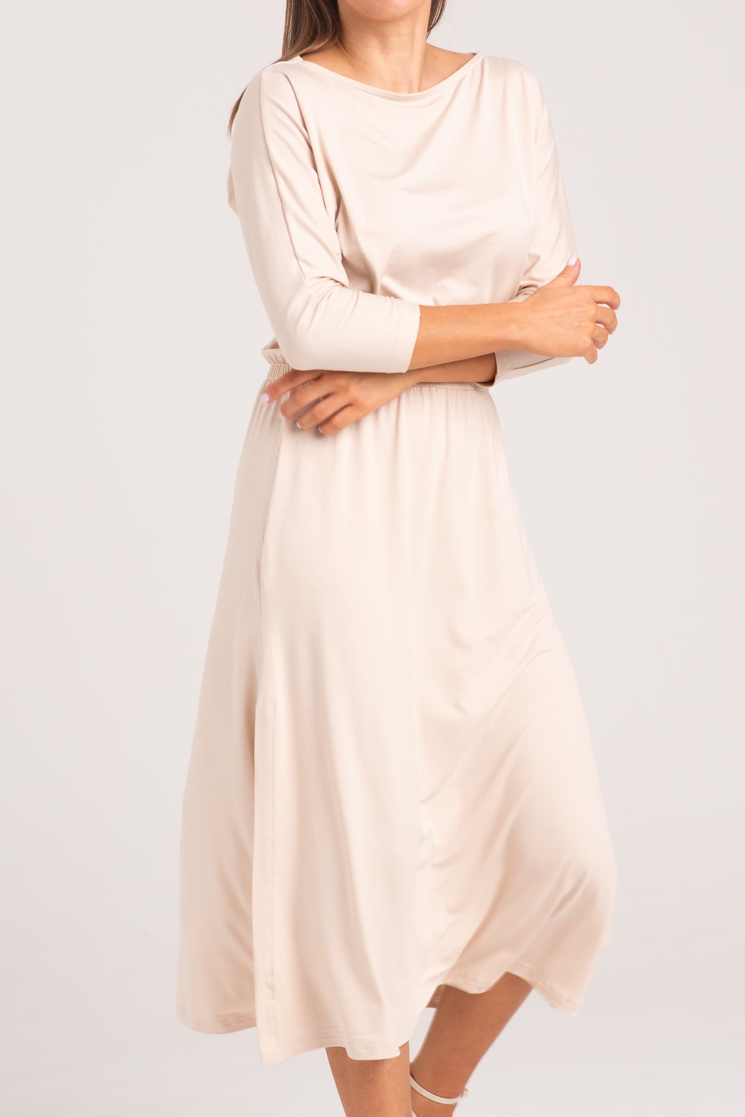 Kremowa sukienka z modalu Hot As Hell - zdjęcie 9